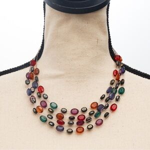Multistrand choker wire with colored stones lightweight versatile affordable